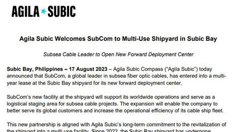 Agila Subic Welcomes SubCom to Multi.